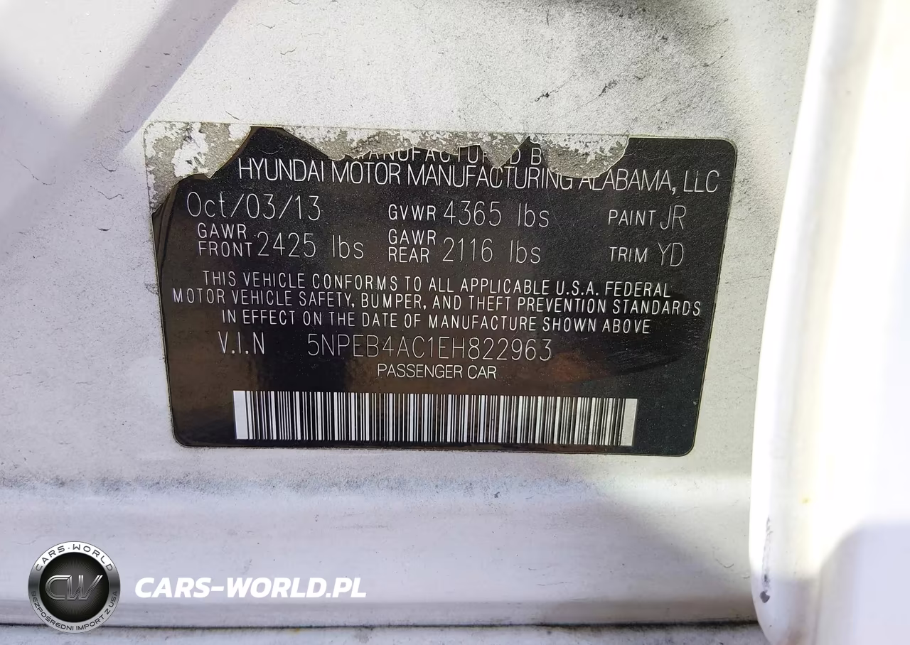 2014 Hyundai Sonata Gls VIN:5NPEB4AC1EH822963 - 9