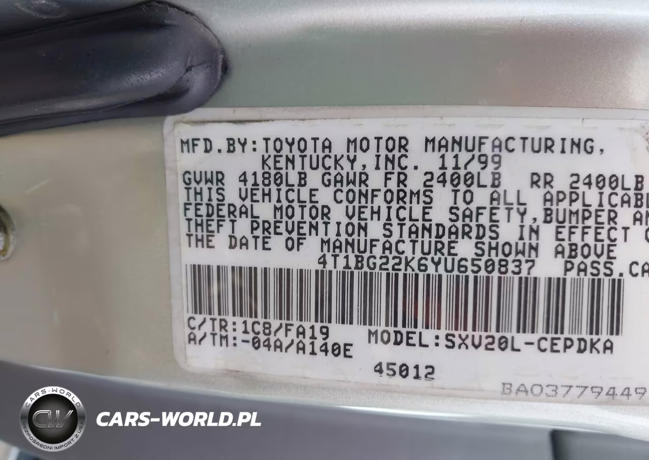 2000 Toyota Camry Ce VIN:4T1BG22K6YU650837 - 9