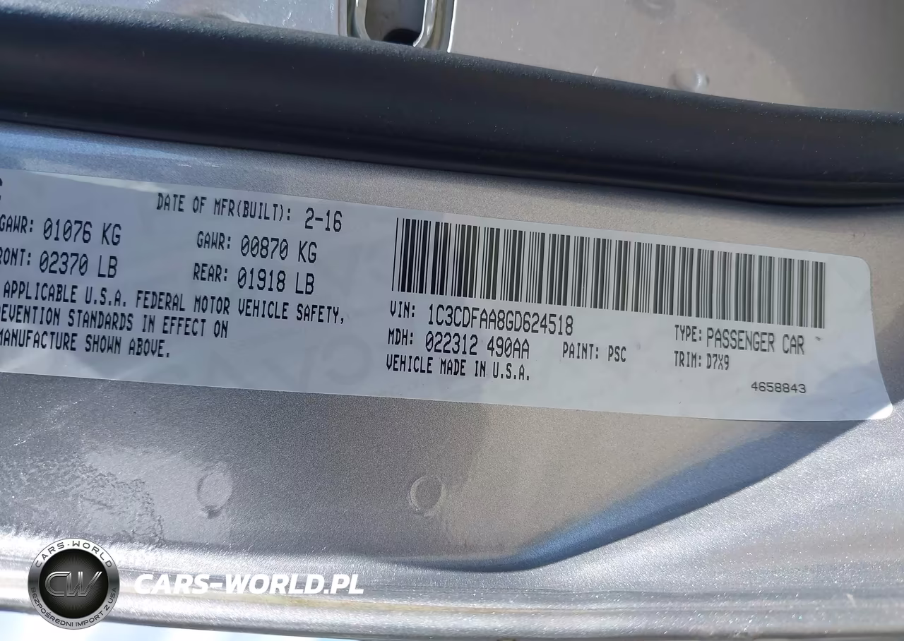 2016 Dodge Dart Se VIN:1C3CDFAA8GD624518 - 9