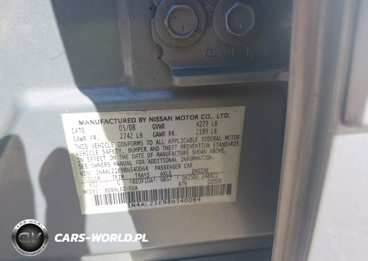 2008 Nissan Altima 2.5 S VIN:1N4AL21E98N540064 - 9