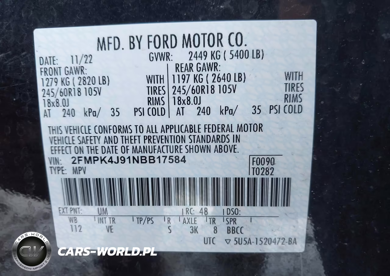 2022 Ford Edge Sel VIN:2FMPK4J91NBB17584 - 9