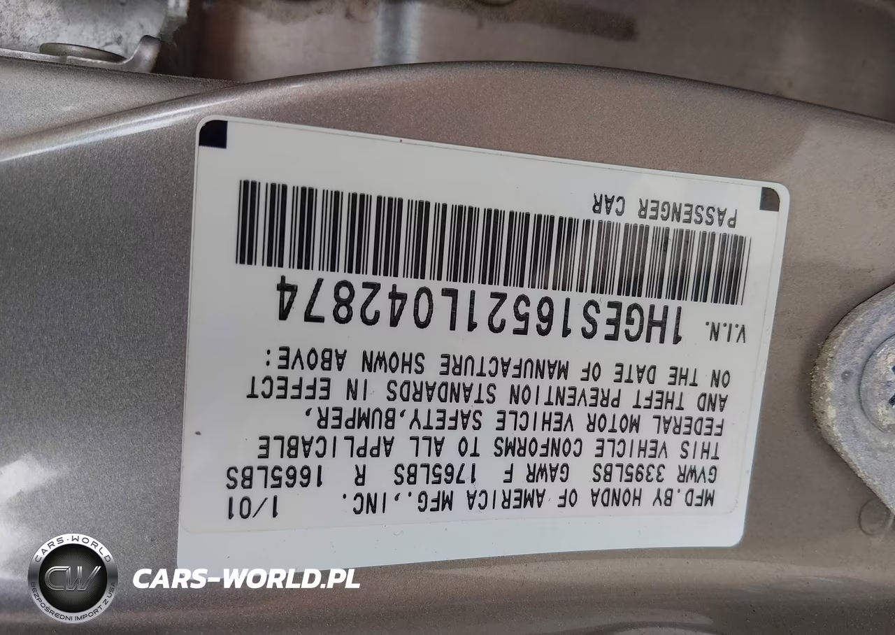 2001 Honda Civic Lx VIN:1HGES16521L042874 - 9
