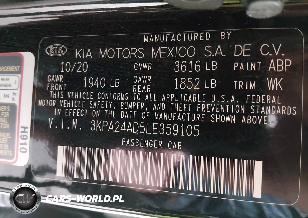 2020 Kia Rio S VIN:3KPA24AD5LE359105 - 9