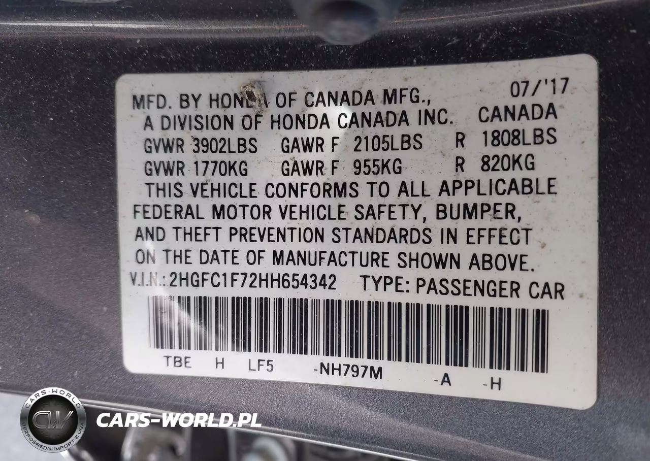 2017 Honda Civic Ex-L VIN:2HGFC1F72HH654342 - 9