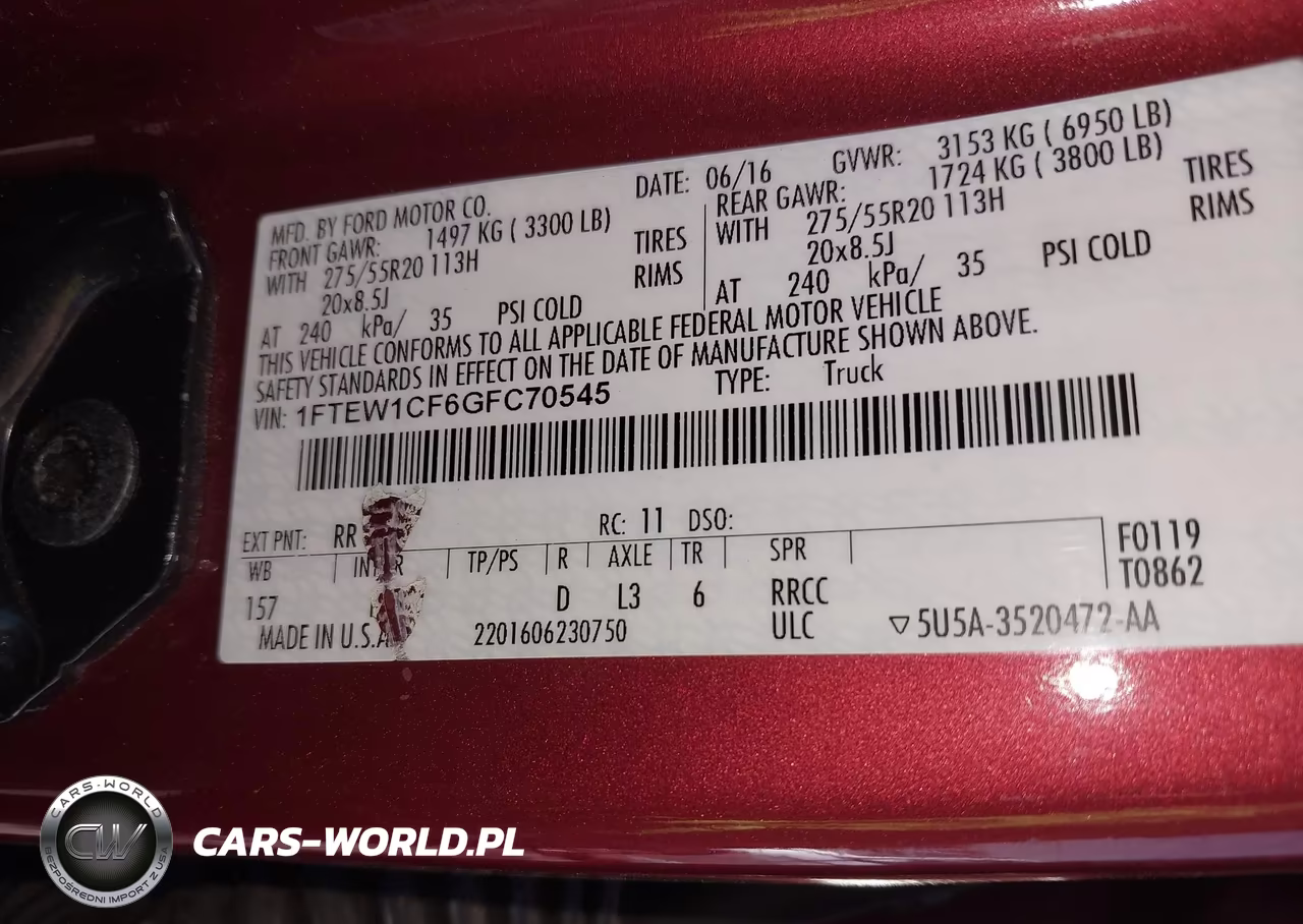 2016 Ford F150 Supercrew VIN:1FTEW1CF6GFC70545 - 9