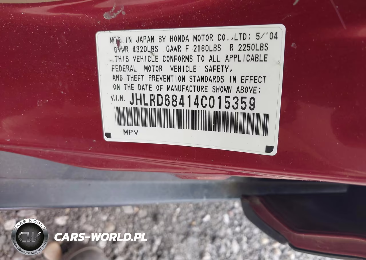 2004 Honda Cr-V Lx VIN:JHLRD68414C015359 - 9
