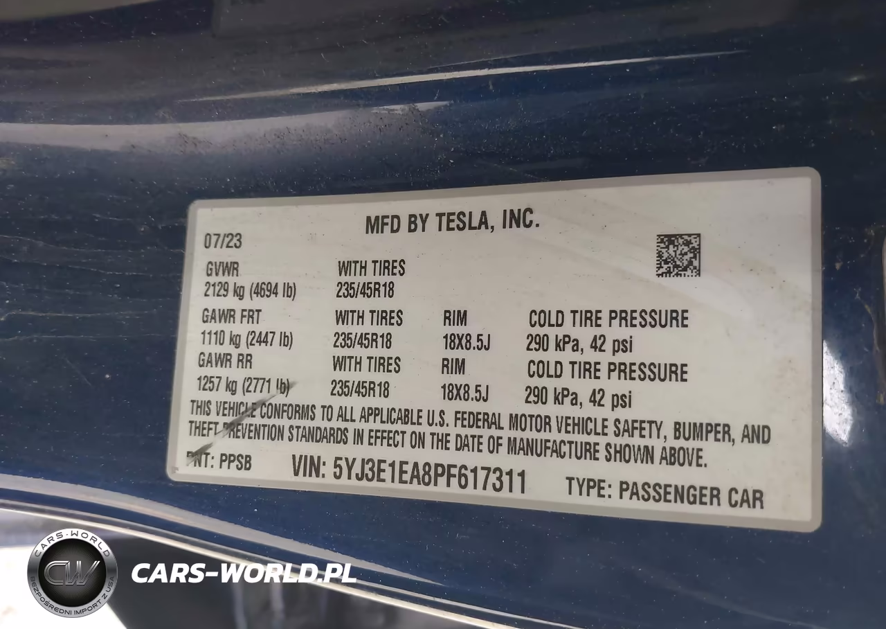 2023 Tesla Model 3 Rear-Wheel Drive VIN:5YJ3E1EA8PF617311 - 9