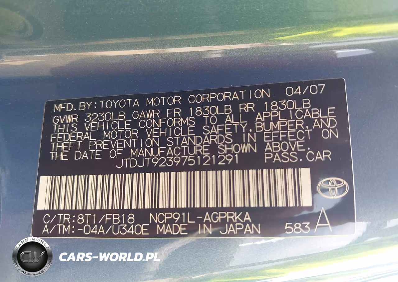 2007 Toyota Yaris VIN:JTDJT923975121291 - 9