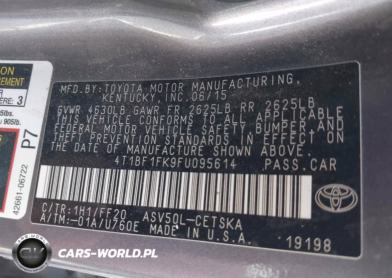 2015 Toyota Camry Se VIN:4T1BF1FK9FU095614 - 9