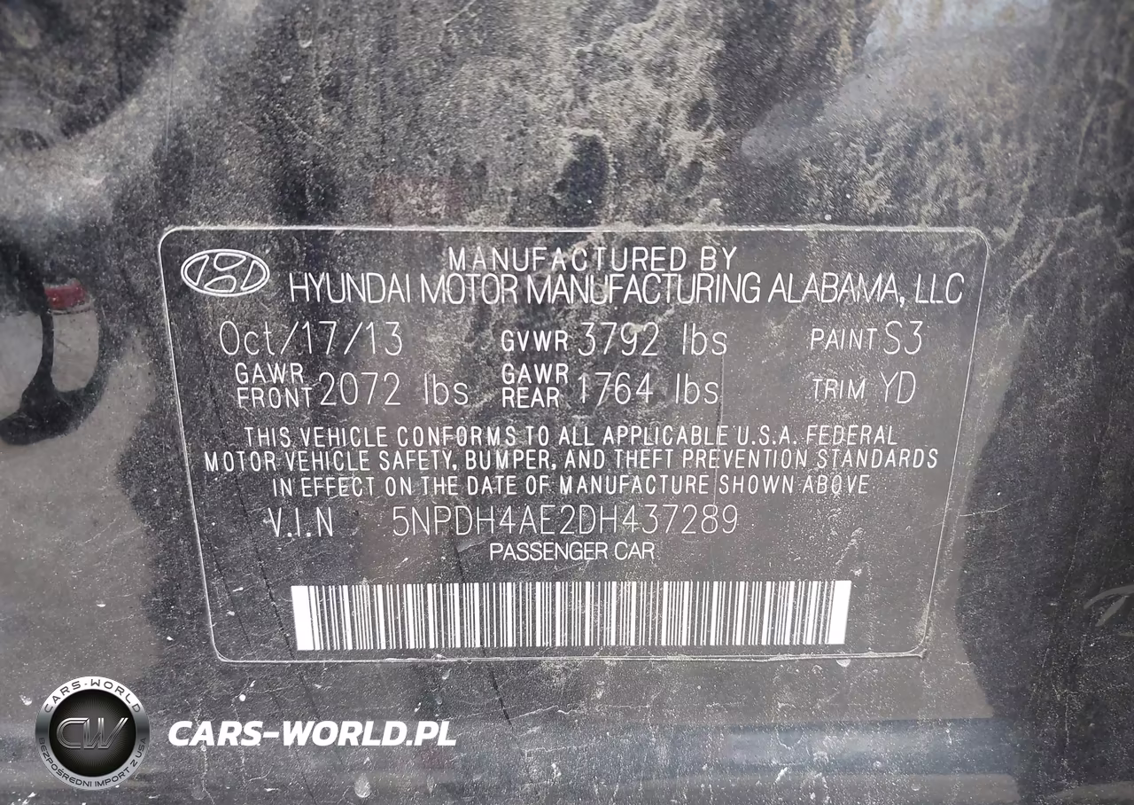 2013 Hyundai Elantra Gls VIN:5NPDH4AE2DH437289 - 9