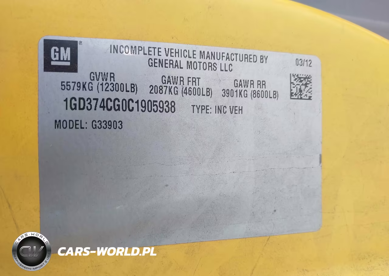 2012 GMC Savana Cutaway Work Van VIN:1GD374CG0C1905938 - 8