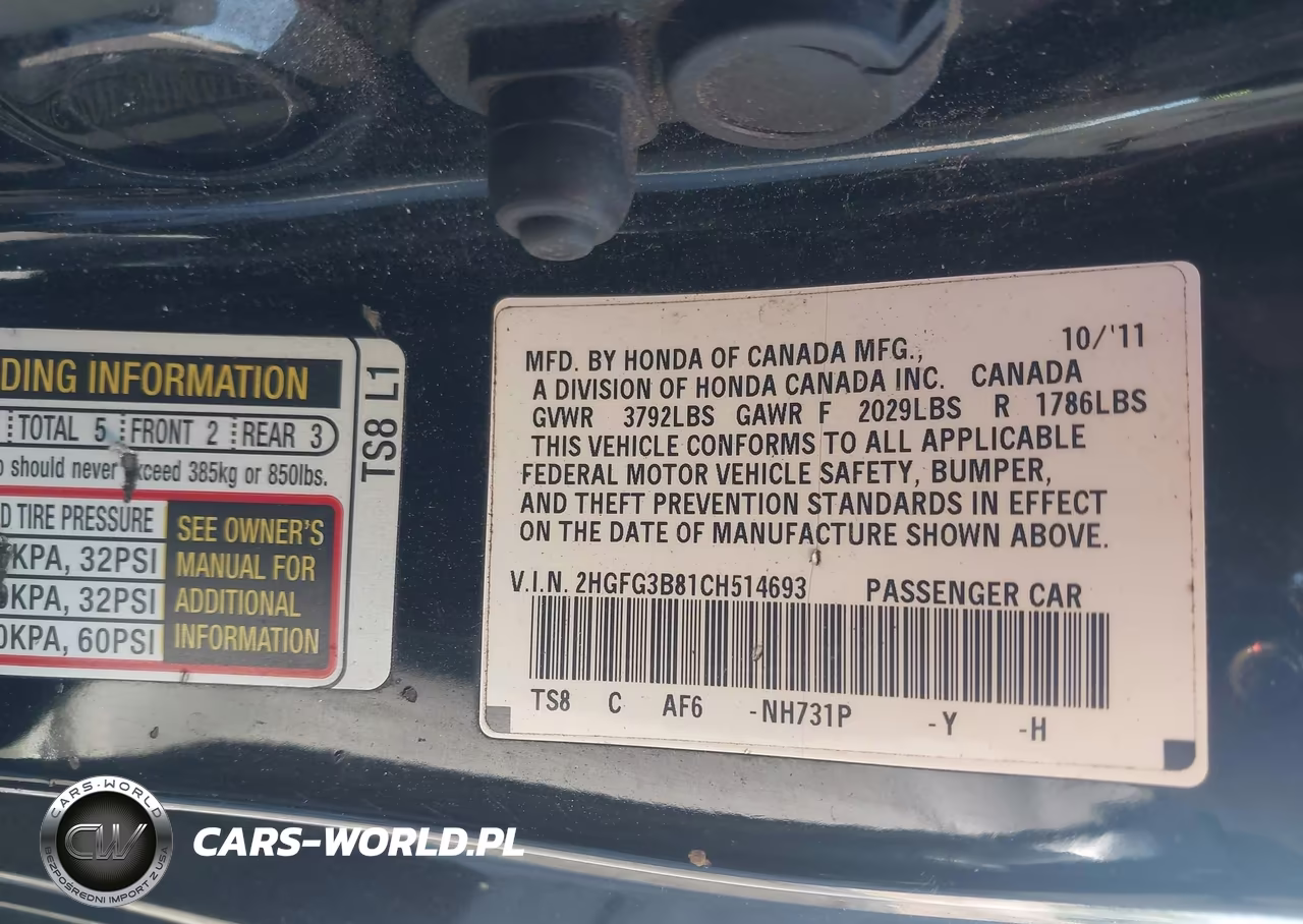 2012 Honda Civic Ex VIN:2HGFG3B81CH514693 - 9