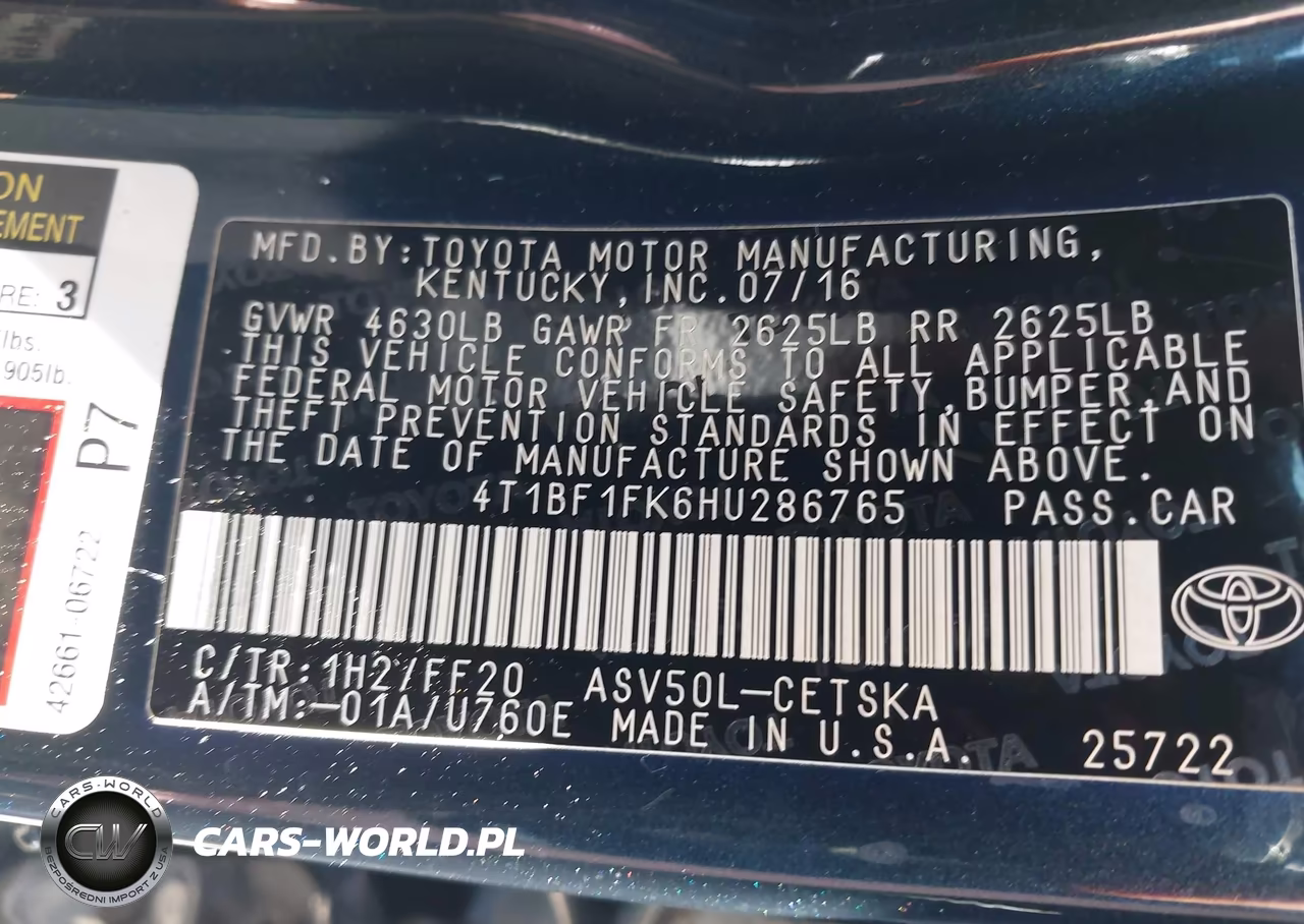 2017 Toyota Camry Se VIN:4T1BF1FK6HU286765 - 9