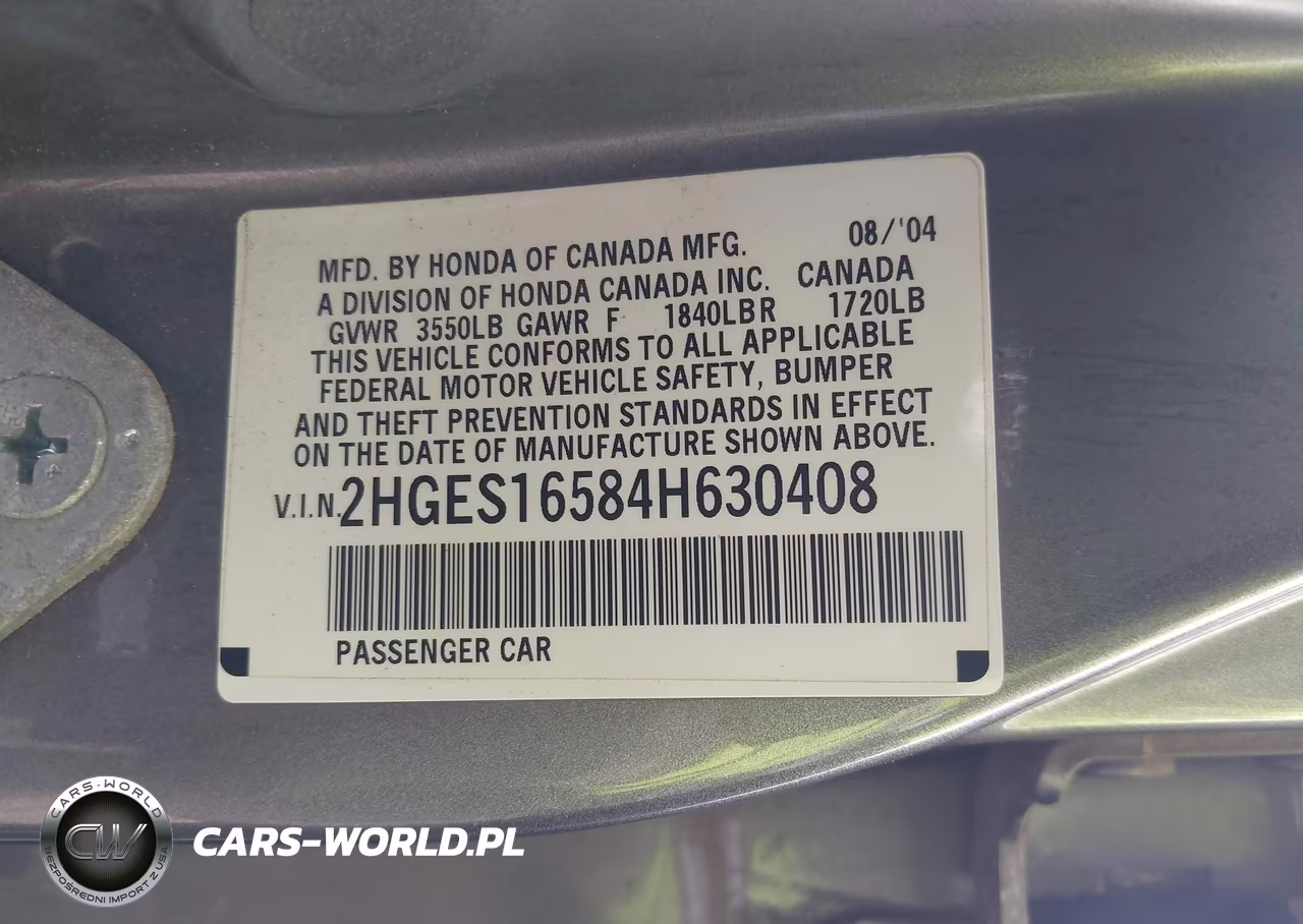 2004 Honda Civic Lx VIN:2HGES16584H630408 - 9