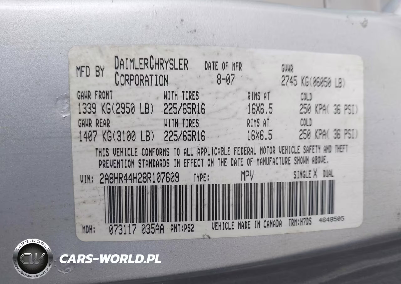 2008 Chrysler Town & Country Lx VIN:2A8HR44H28R107609 - 9
