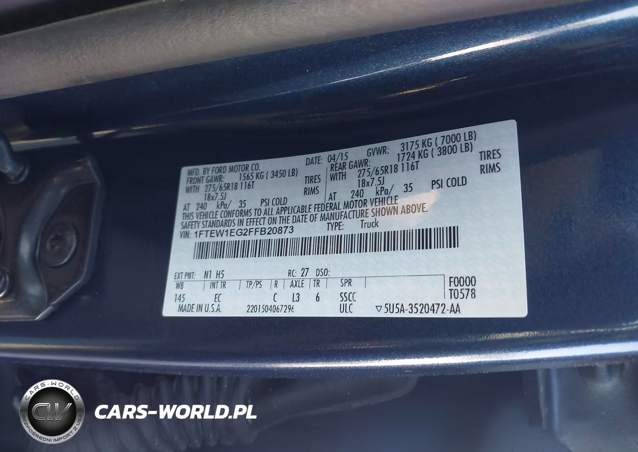 2015 Ford F-150 Lariat VIN:1FTEW1EG2FFB20873 - 9