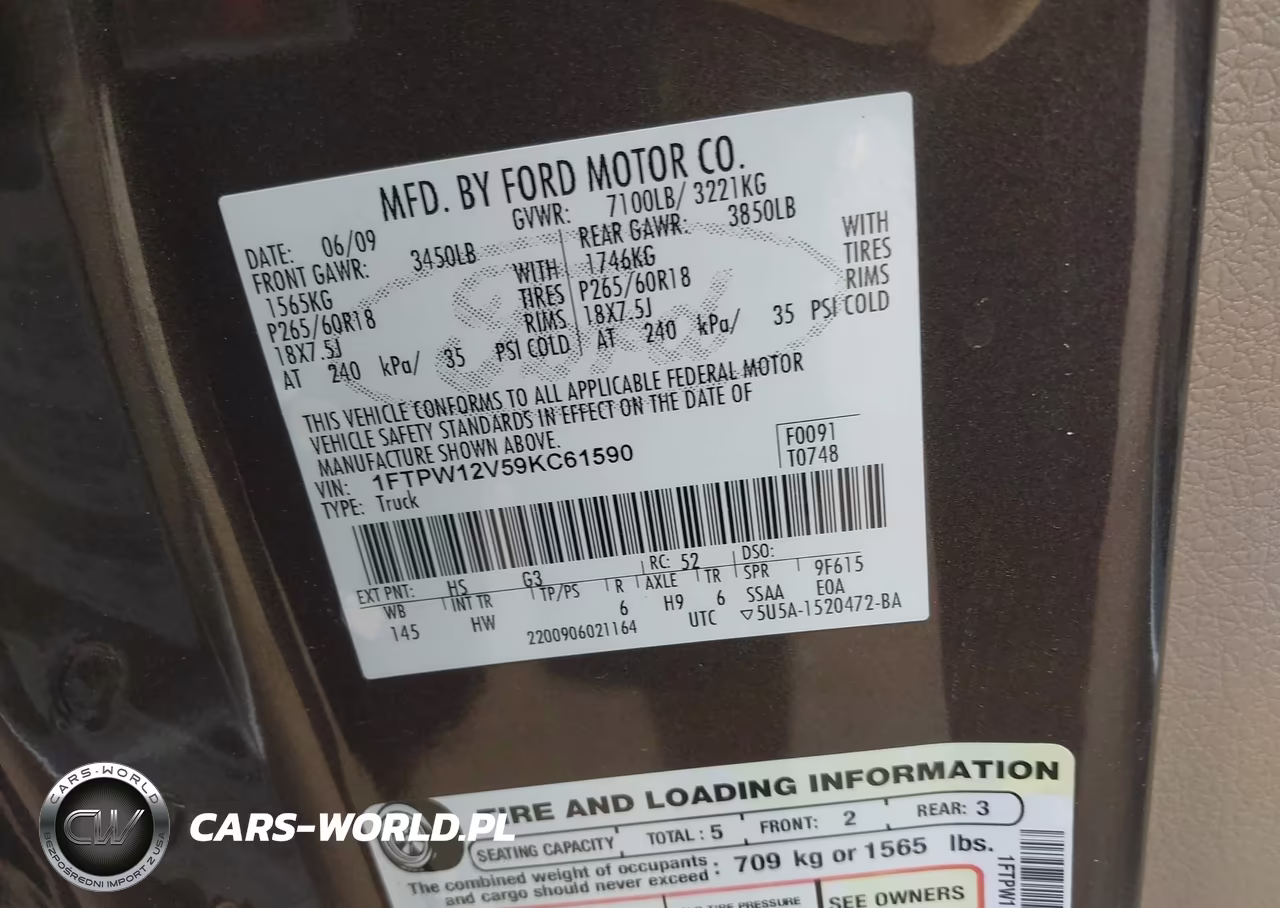 2009 Ford F-150 King Ranch-Lariat-Platinum-Xl-Xlt VIN:1FTPW12V59KC61590 - 9