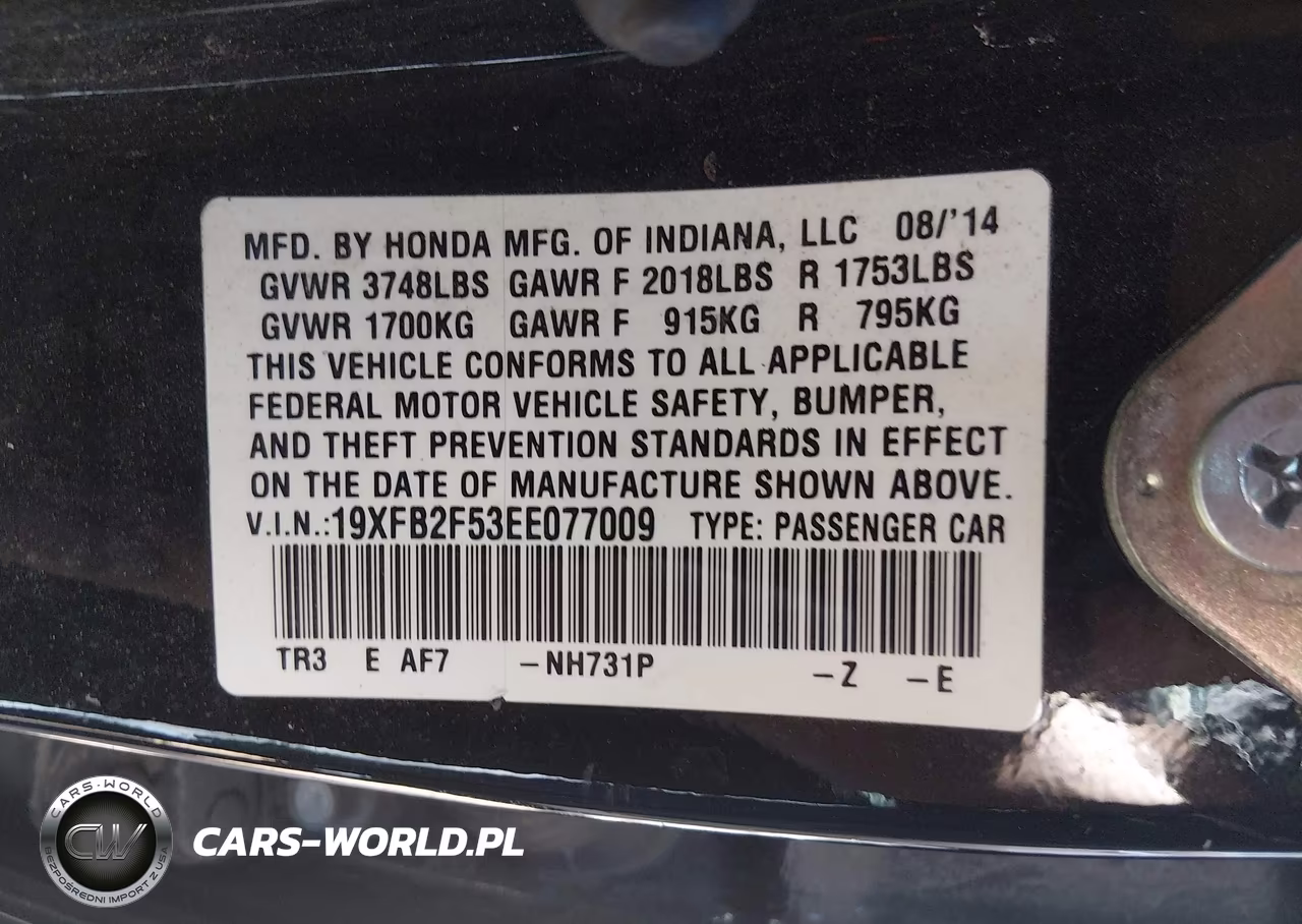 2014 Honda Civic Lx VIN:19XFB2F53EE077009 - 9