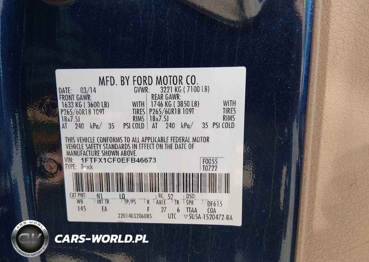 2014 Ford F-150 Lariat VIN:1FTFX1CF0EFB46673 - 9
