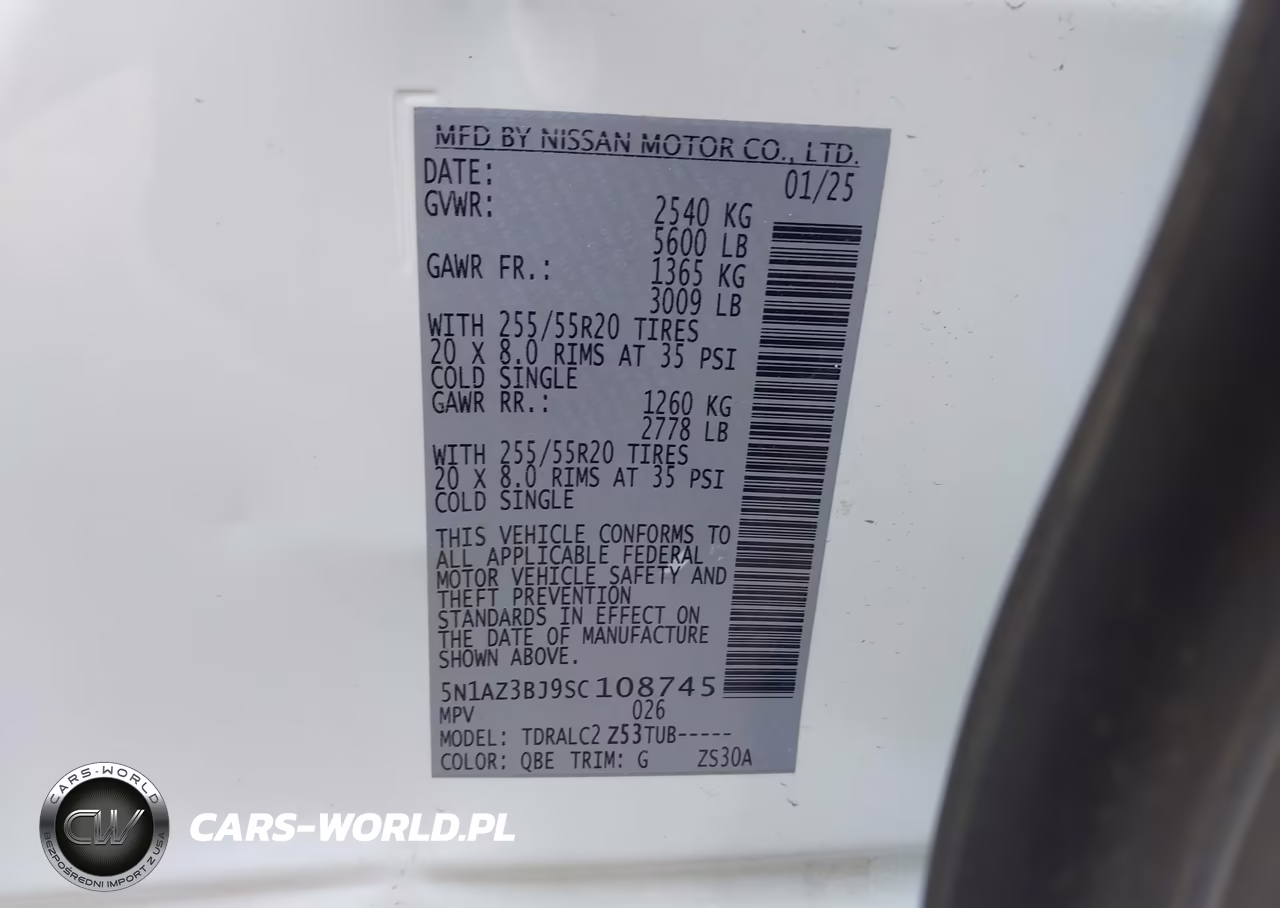 2025 Nissan Murano Sv VIN:5N1AZ3BJ9SC108745 - 9