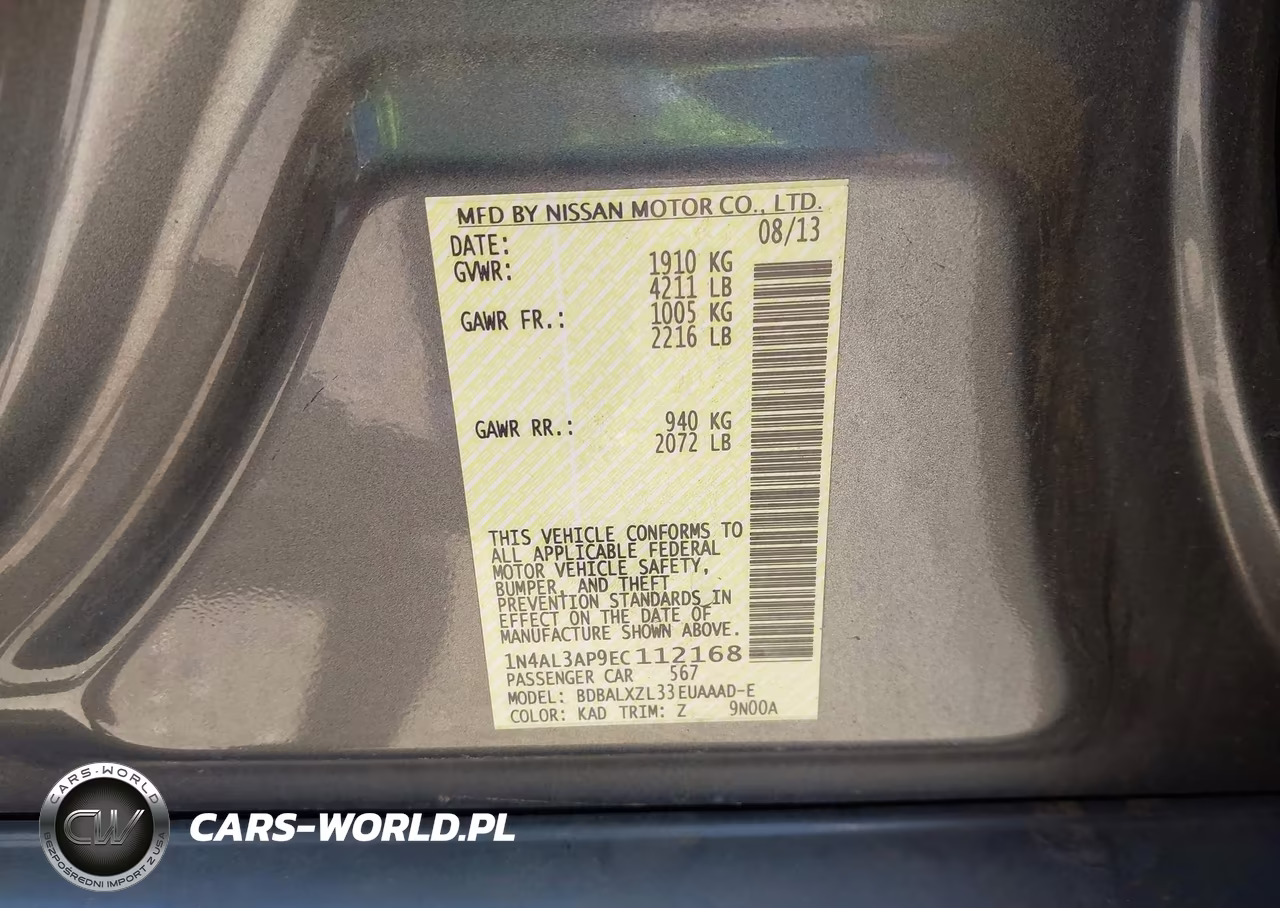 2014 Nissan Altima 2.5 Sl VIN:1N4AL3AP9EC112168 - 9