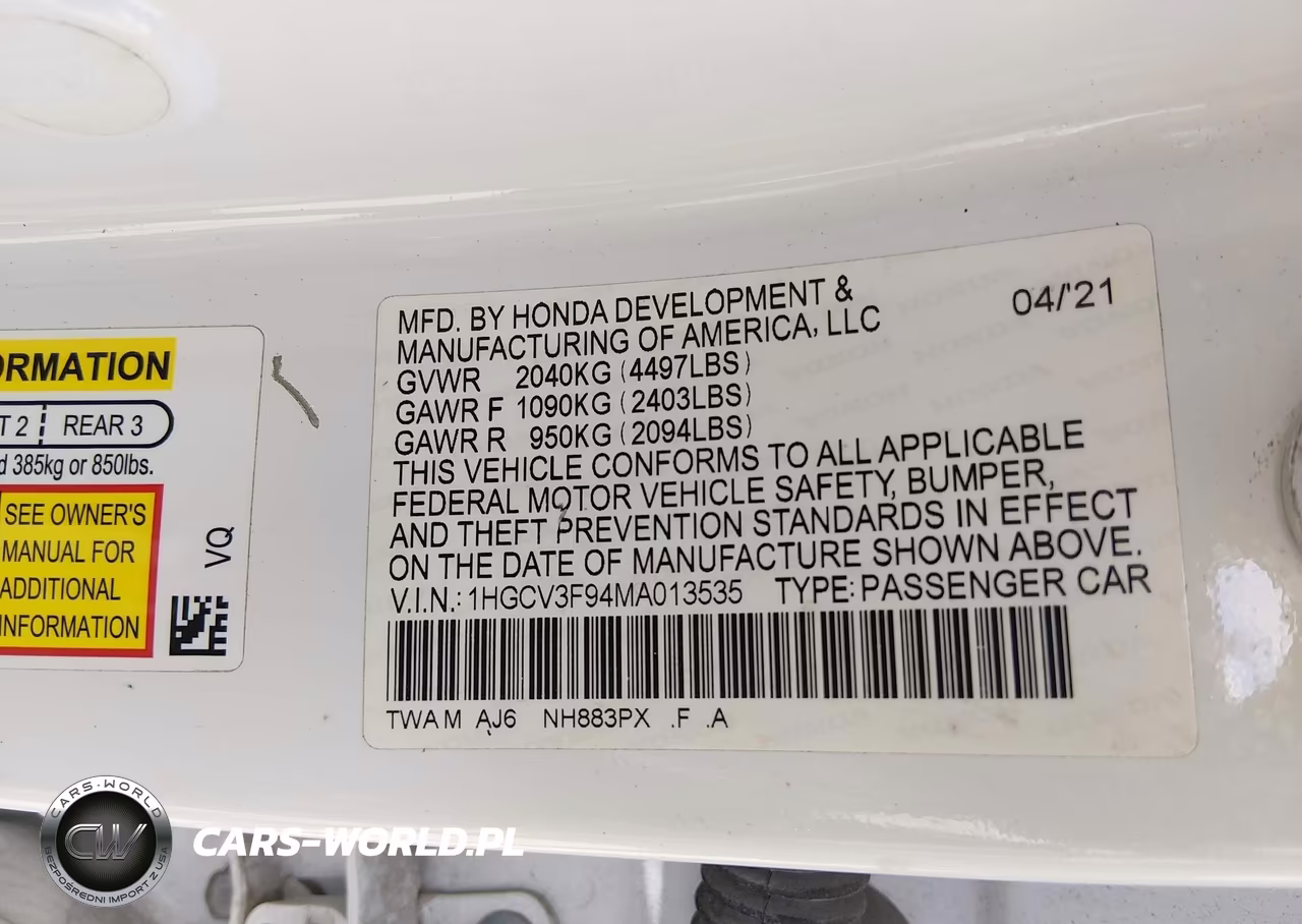 2021 Honda Accord Hybrid Touring VIN:1HGCV3F94MA013535 - 9
