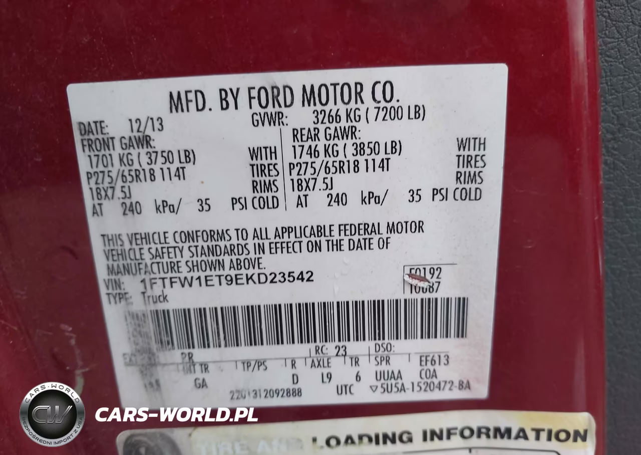 2014 Ford F-150 Xlt VIN:1FTFW1ET9EKD23542 - 9