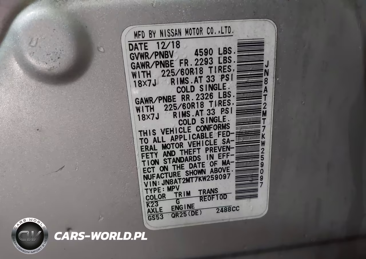 2019 Nissan Rogue Sv VIN:JN8AT2MT7KW259097 - 9