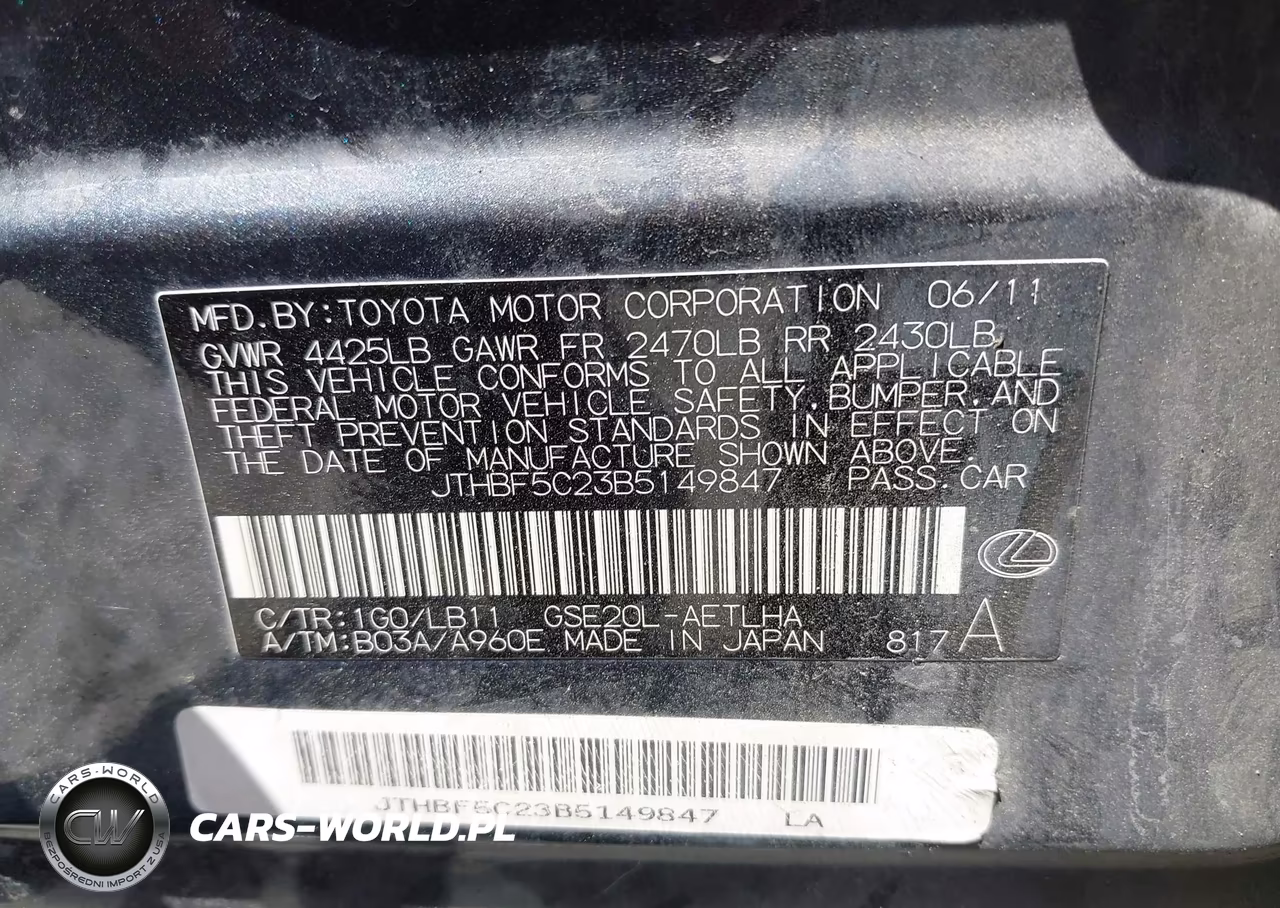 2011 Lexus Is 250 VIN:JTHBF5C23B5149847 - 9
