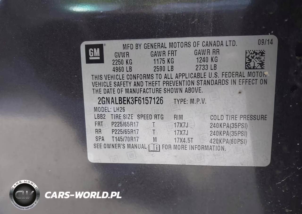 2015 Chevrolet Equinox 1Lt VIN:2GNALBEK3F6157126 - 9