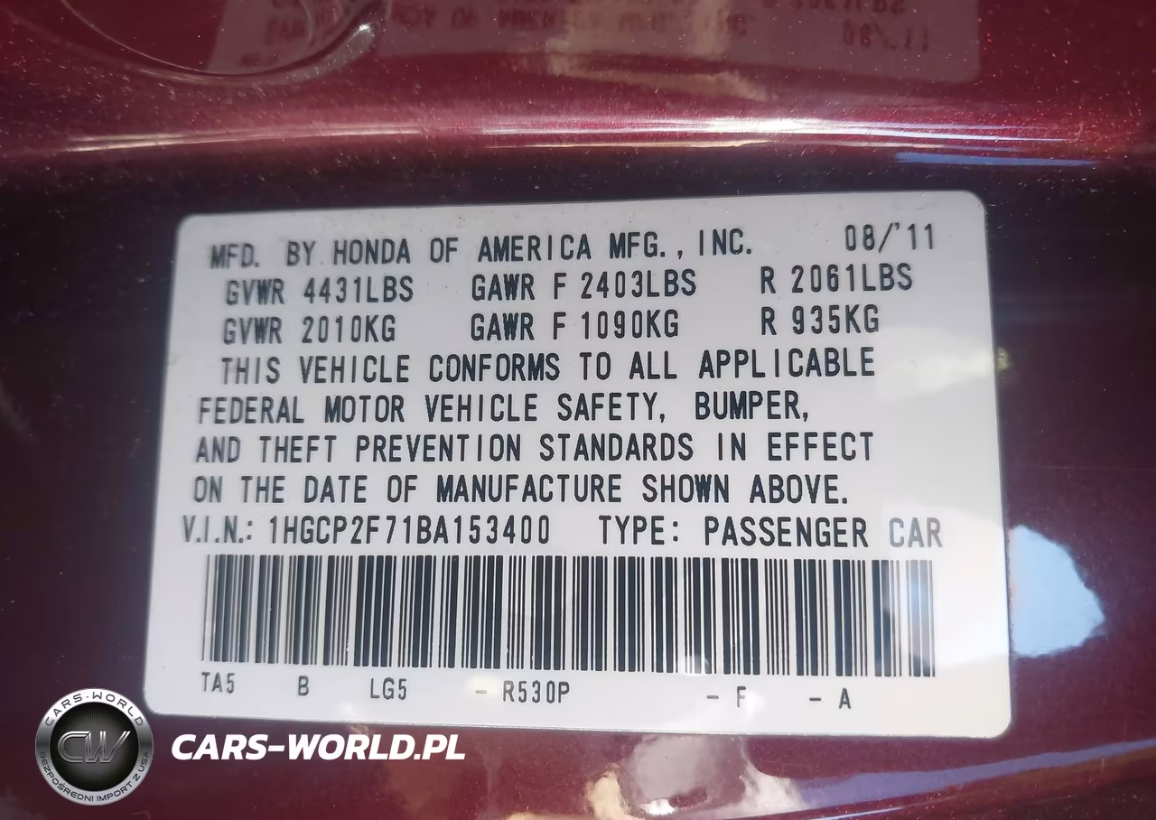 2011 Honda Accord 2.4 Ex VIN:1HGCP2F71BA153400 - 9