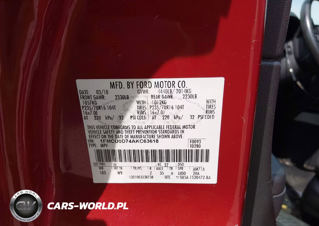 2010 Ford Escape Xlt VIN:1FMCU0D74AKC63618 - 9