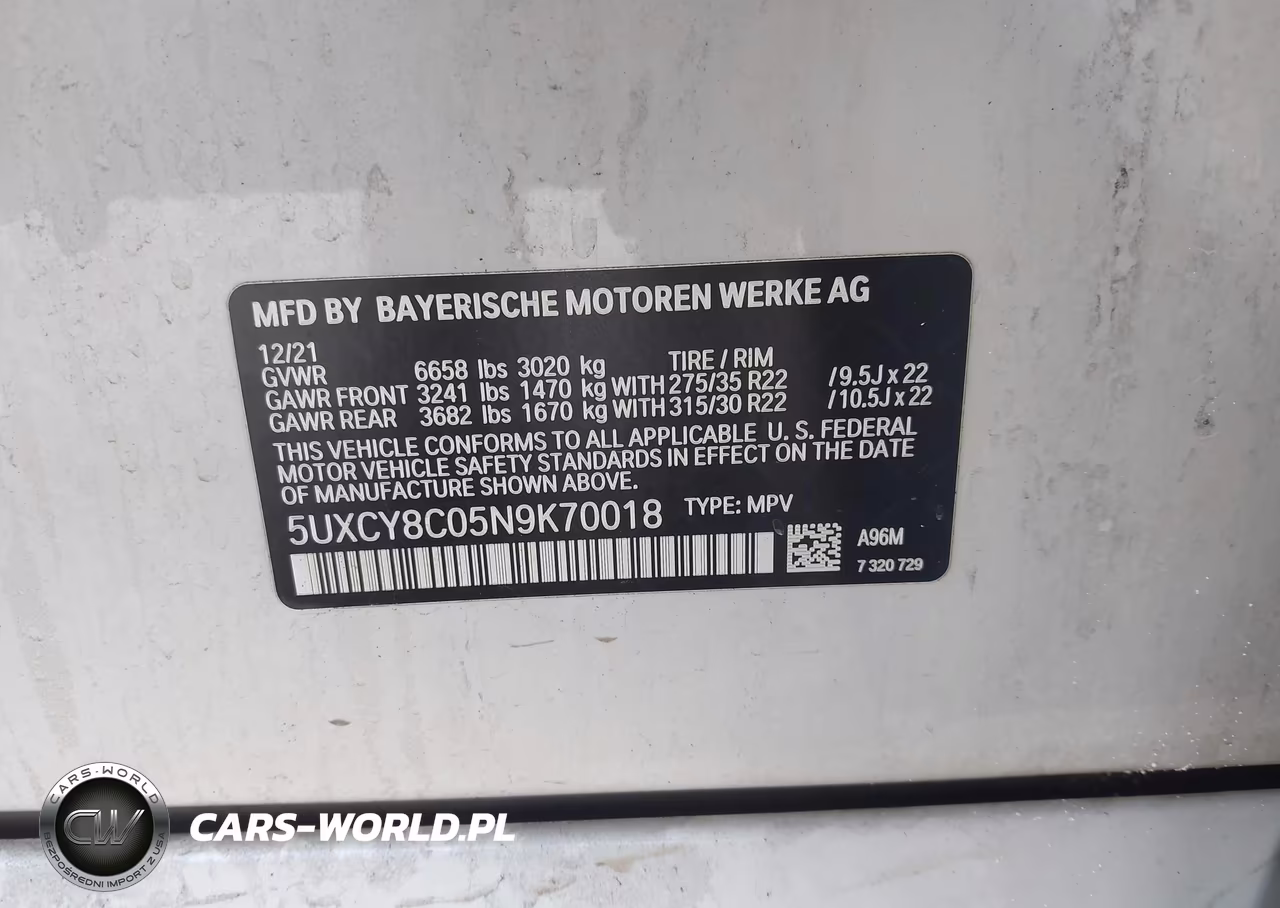 2022 BMW X6 M50I VIN:5UXCY8C05N9K70018 - 9