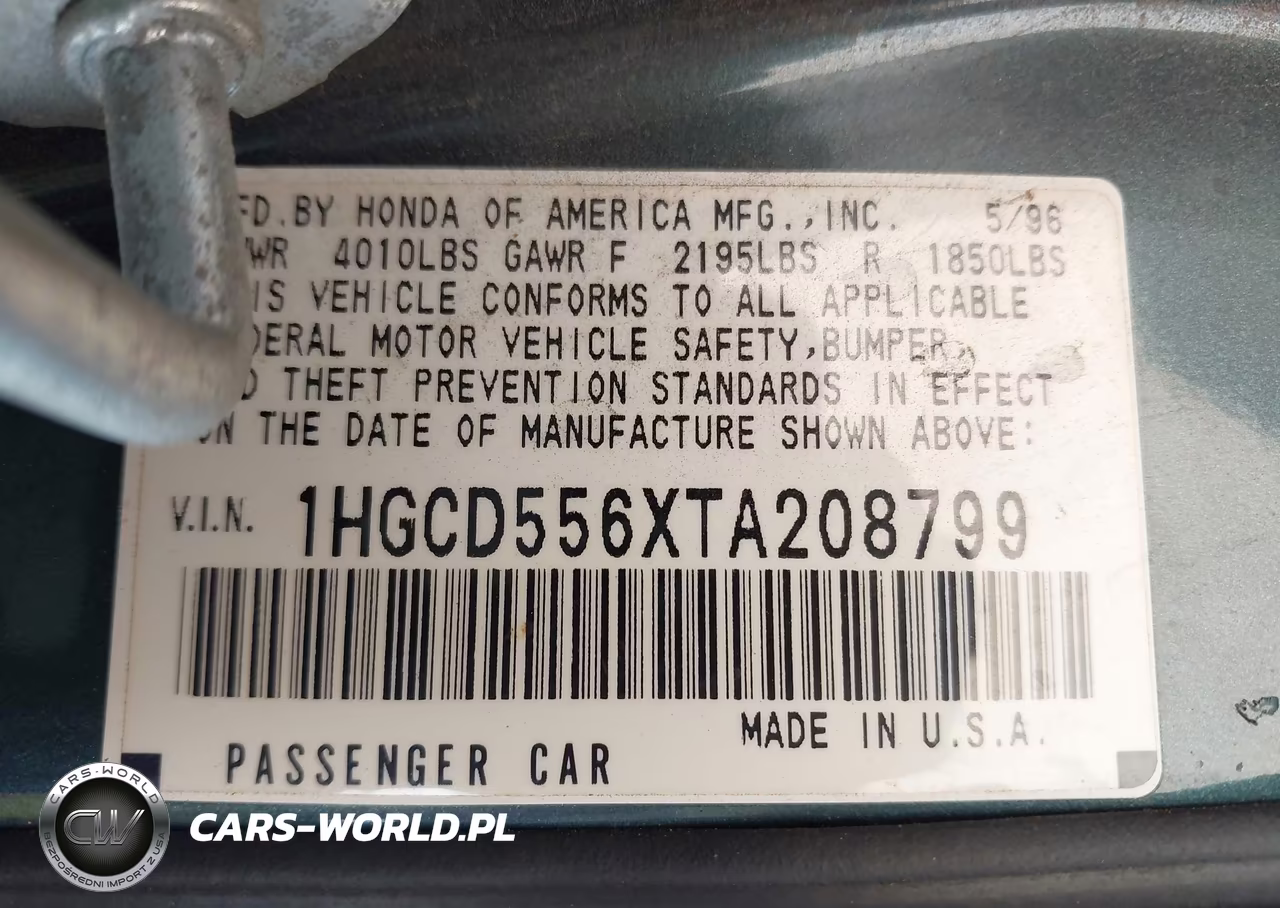 1996 Honda Accord Ex VIN:1HGCD556XTA208799 - 9