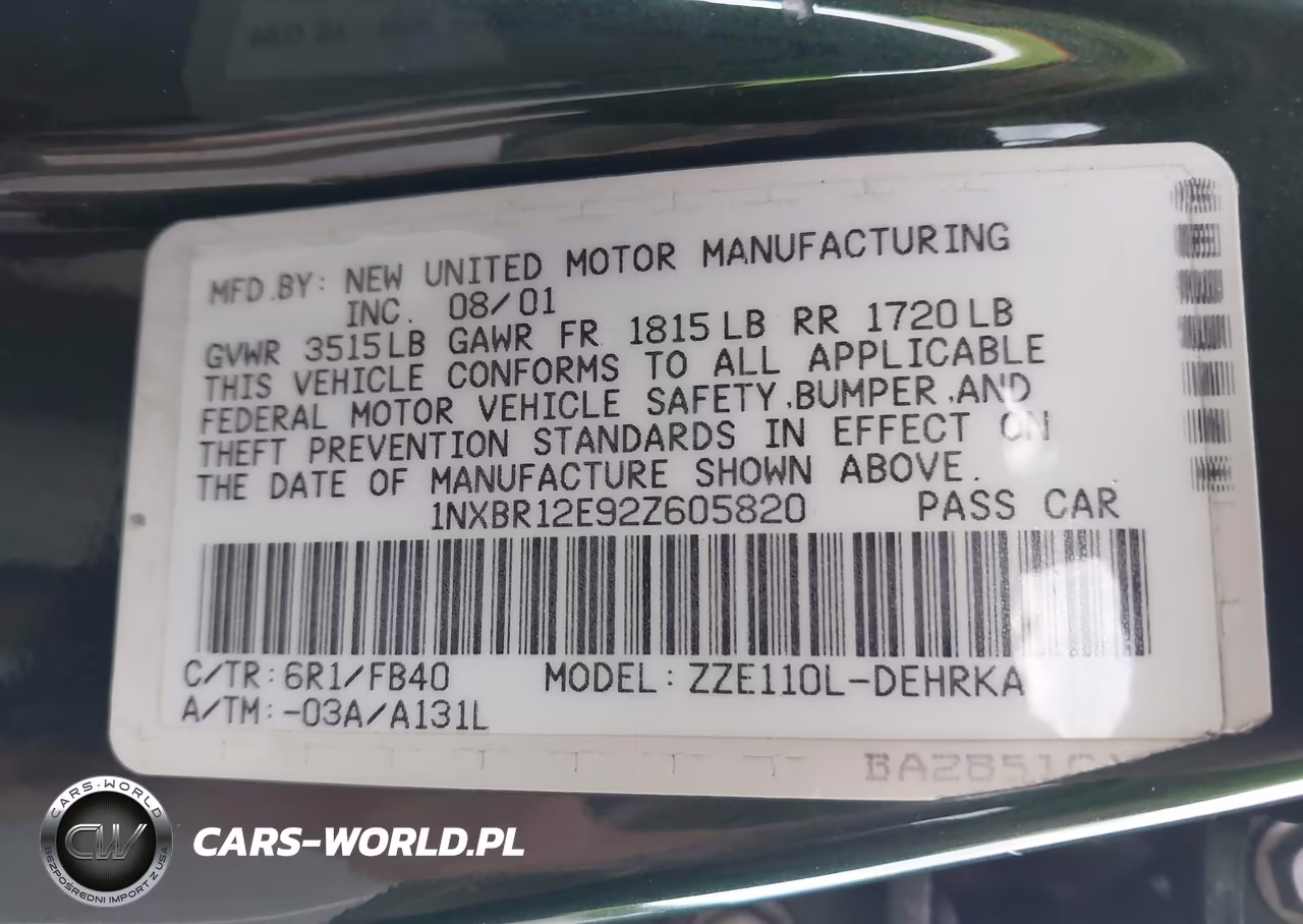 2002 Toyota Corolla Ce VIN:1NXBR12E92Z605820 - 9