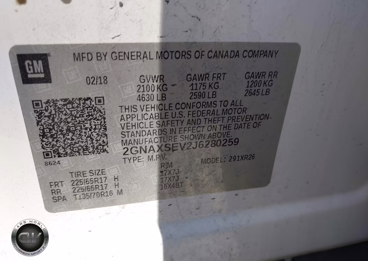 2018 Chevrolet Equinox Lt VIN:2GNAXSEV2J6280259 - 9