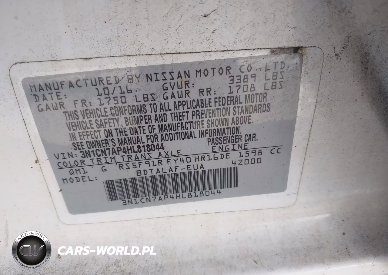 2017 Nissan Versa 1.6 S VIN:3N1CN7AP4HL818044 - 9