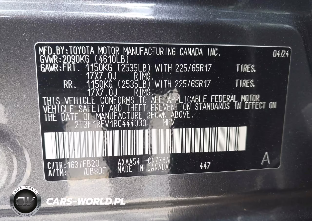 2024 Toyota Rav4 Le VIN:2T3F1RFV1RC444030 - 9