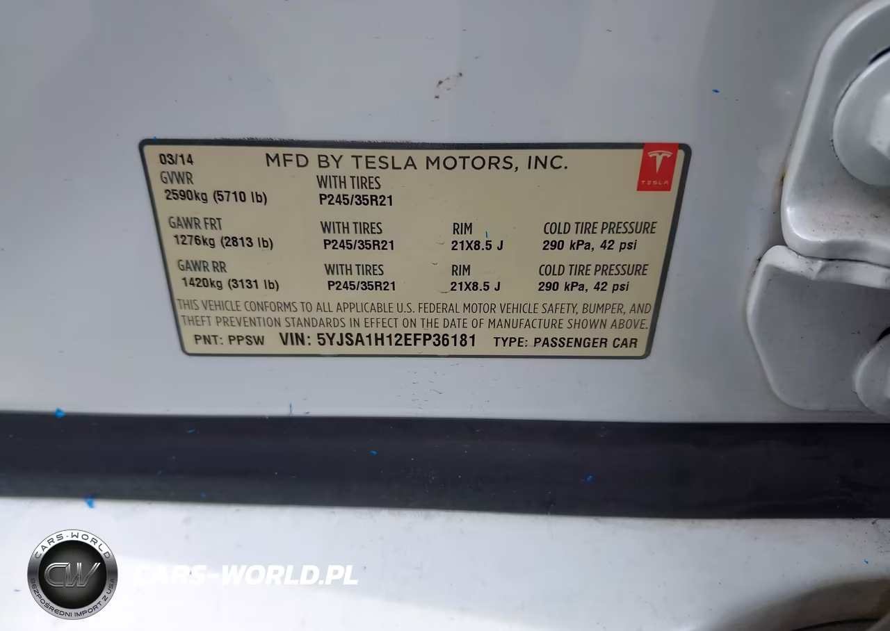 2014 Tesla Model S P85 VIN:5YJSA1H12EFP36181 - 9