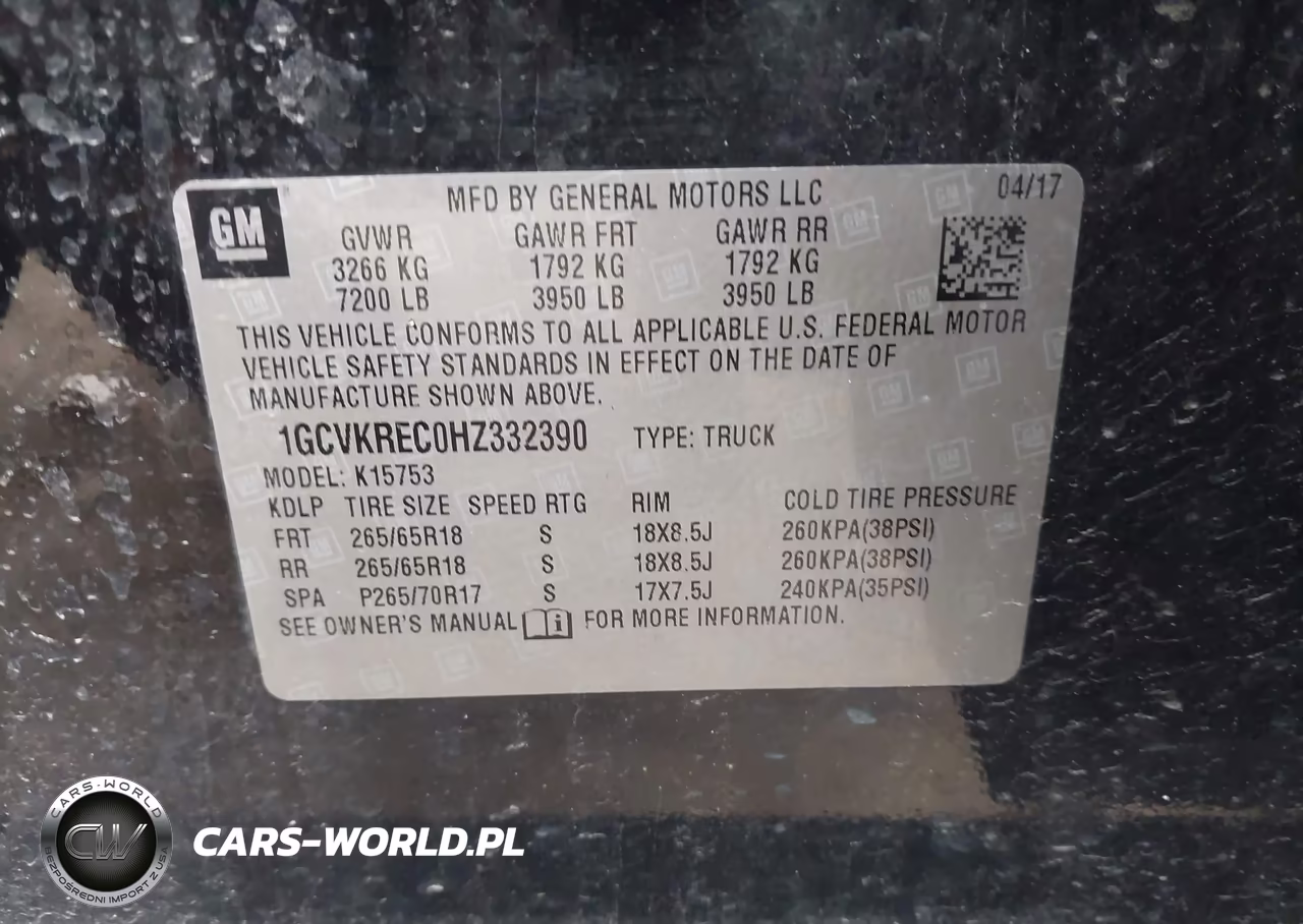 2017 Chevrolet Silverado 1500 2Lt VIN:1GCVKREC0HZ332390 - 9