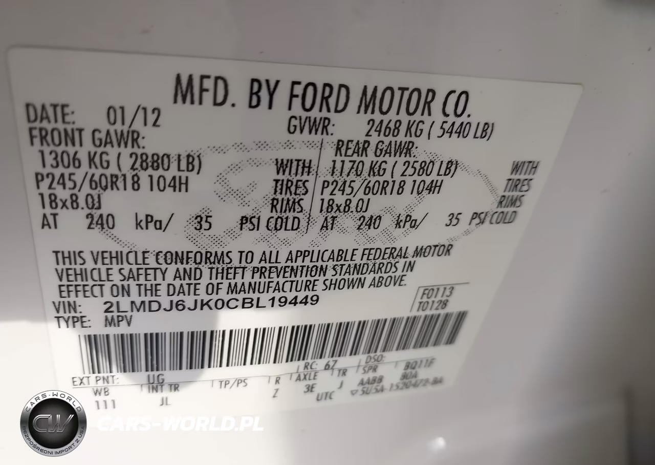 2012 Lincoln Mkx VIN:2LMDJ6JK0CBL19449 - 9