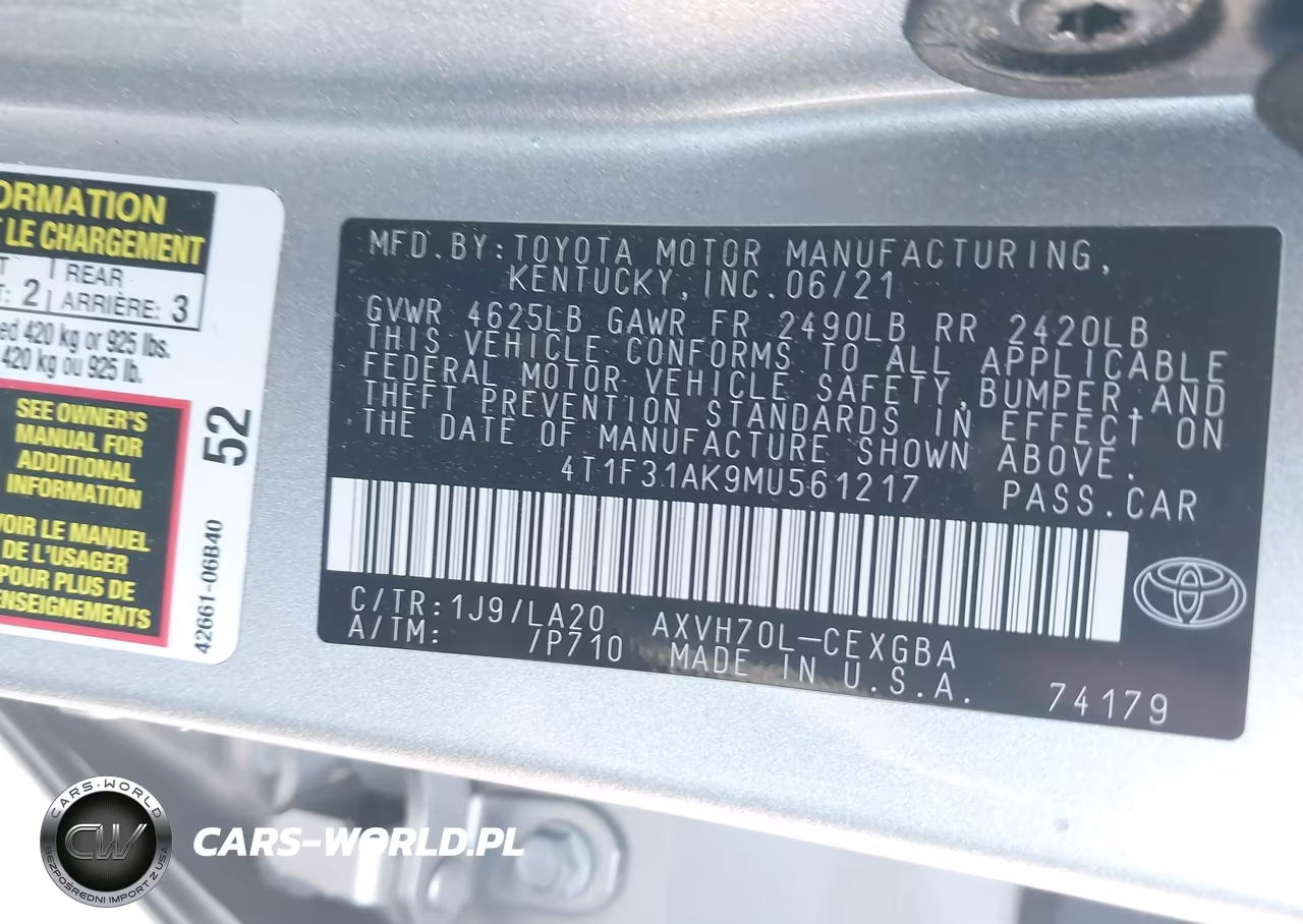 2021 Toyota Camry Xle Hybrid VIN:4T1F31AK9MU561217 - 9