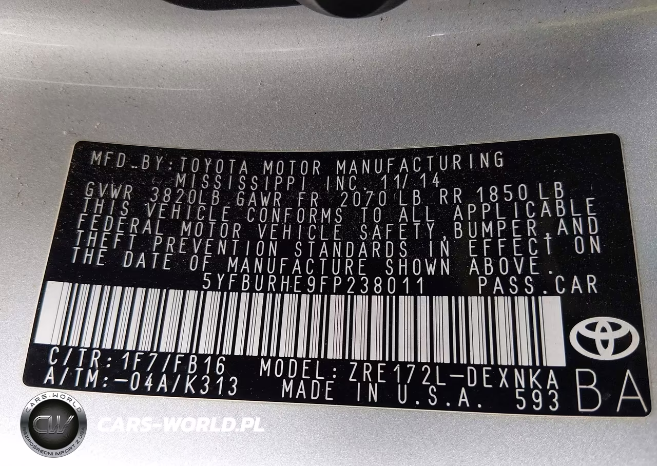 2015 Toyota Corolla Le VIN:5YFBURHE9FP238011 - 9