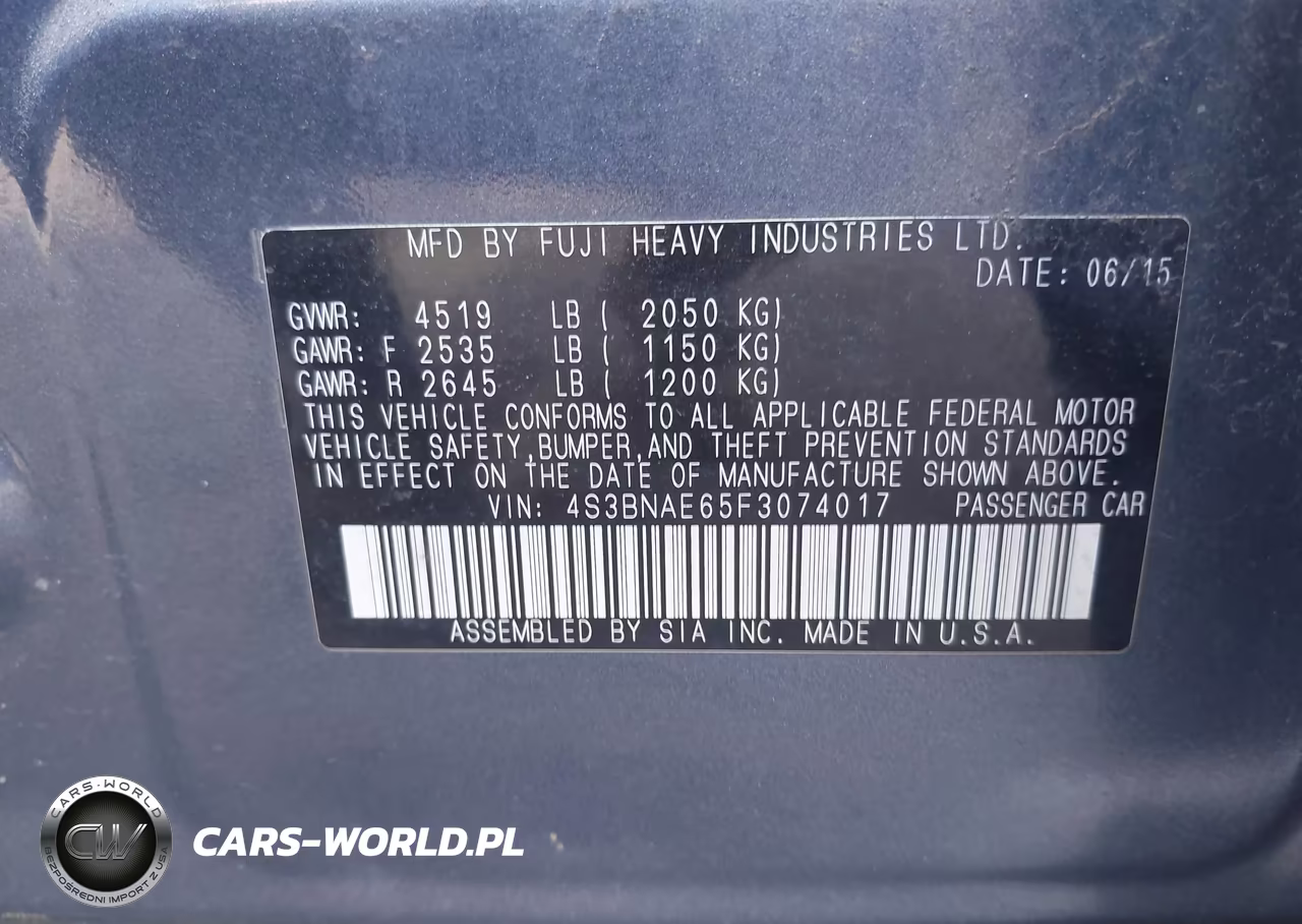 2015 Subaru Legacy 2.5I Premium VIN:4S3BNAE65F3074017 - 9