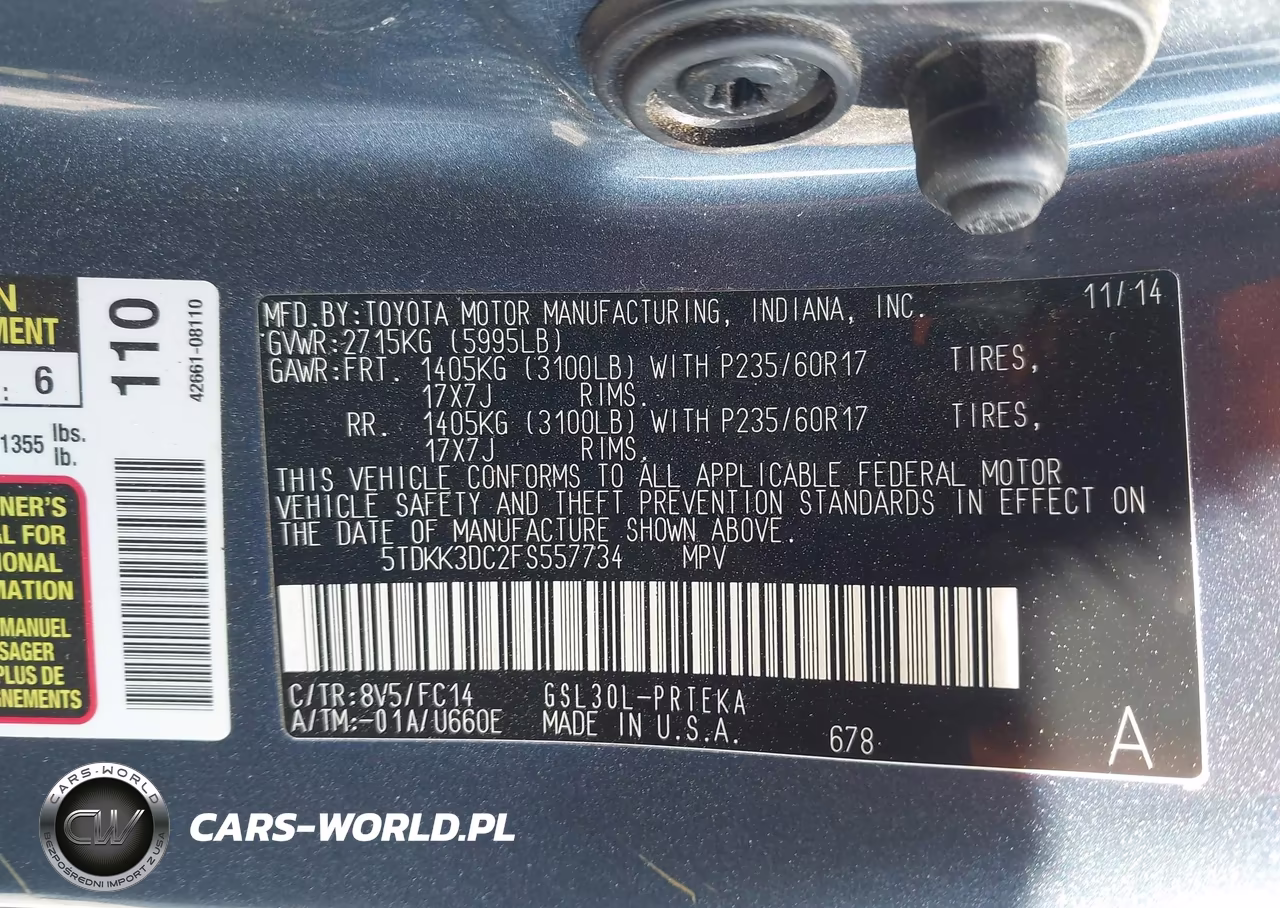 2015 Toyota Sienna Le 8 Passenger VIN:5TDKK3DC2FS557734 - 9