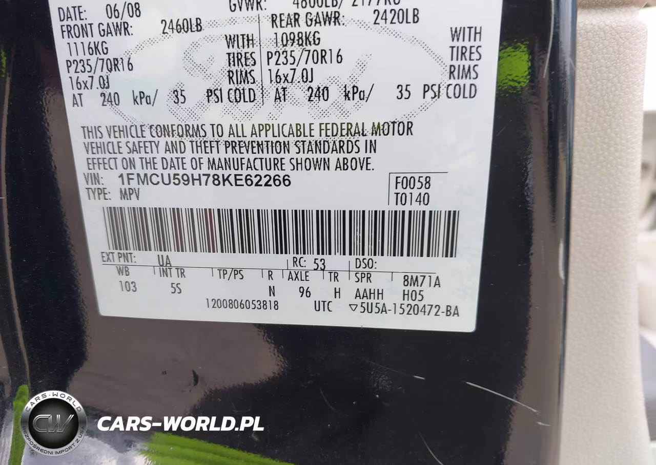 2008 Ford Escape Hybrid VIN:1FMCU59H78KE62266 - 9