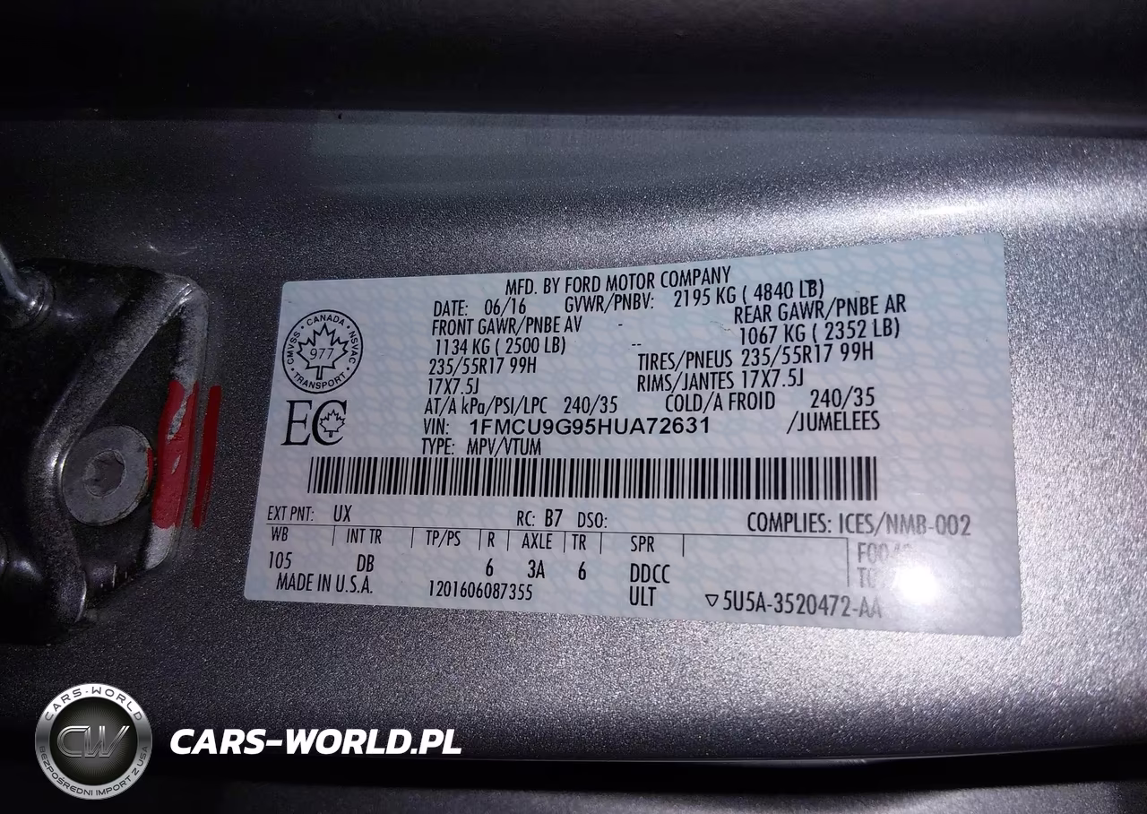 2017 Ford Escape Se VIN:1FMCU9G95HUA72631 - 9