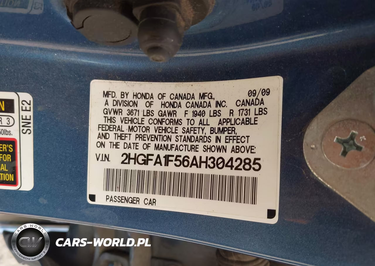 2010 Honda Civic Lx VIN:2HGFA1F56AH304285 - 9