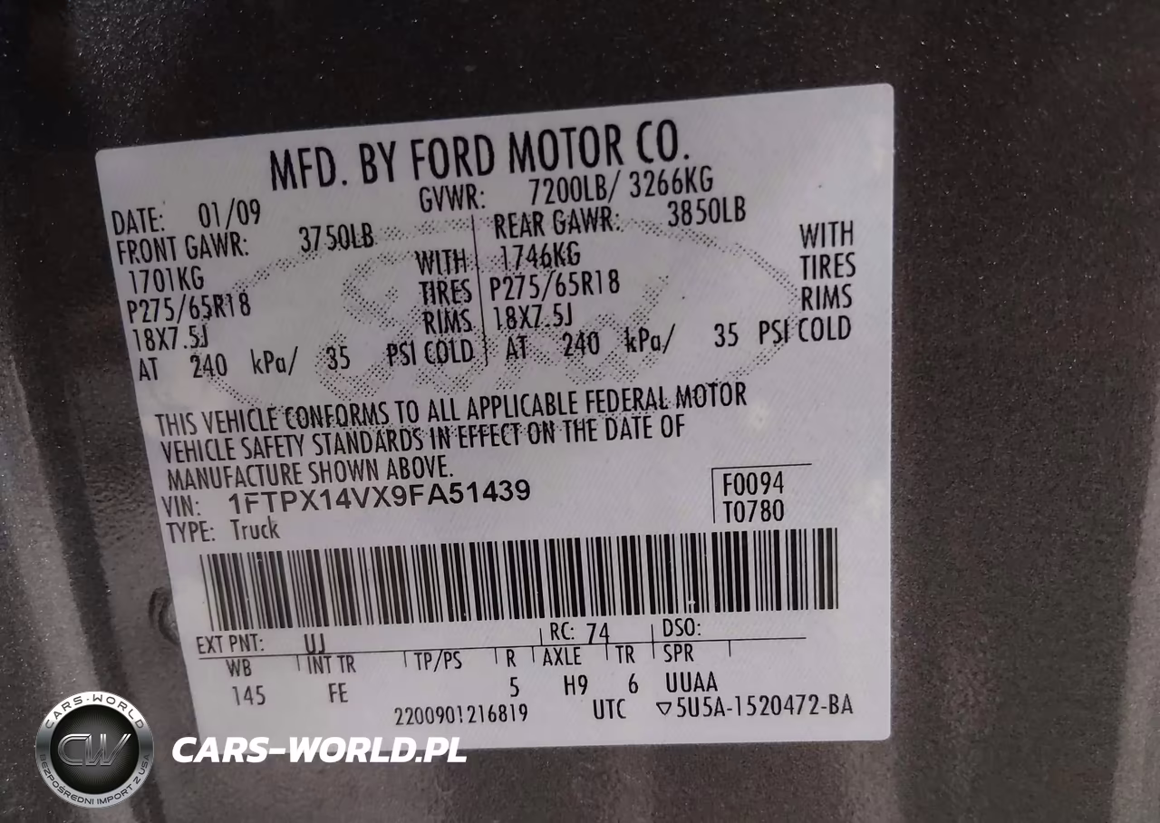 2009 Ford F-150 Fx4-Lariat-Xl-Xlt VIN:1FTPX14VX9FA51439 - 9