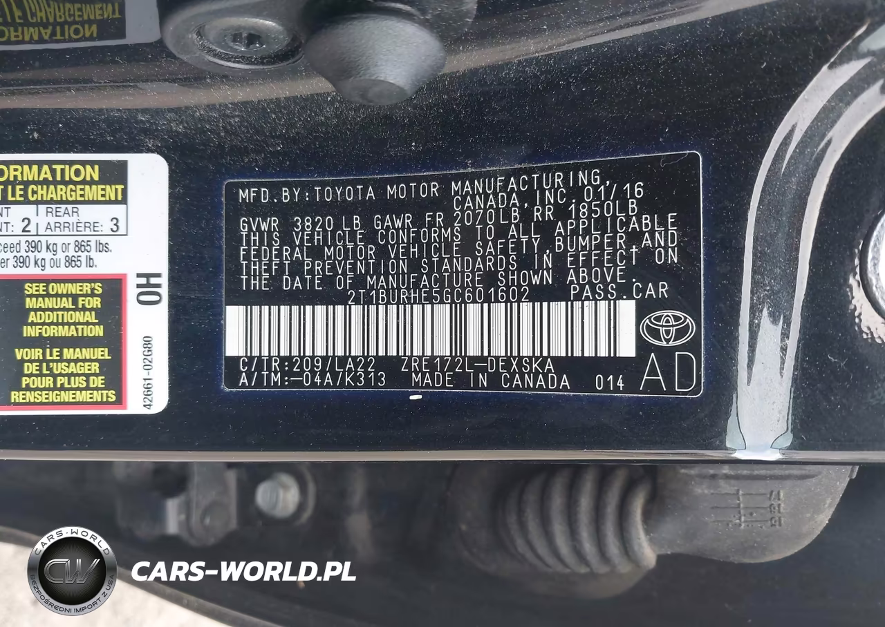 2016 Toyota Corolla S Premium VIN:2T1BURHE5GC601602 - 9